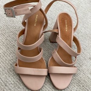 Halogen heels- blush/light mauve block heels.